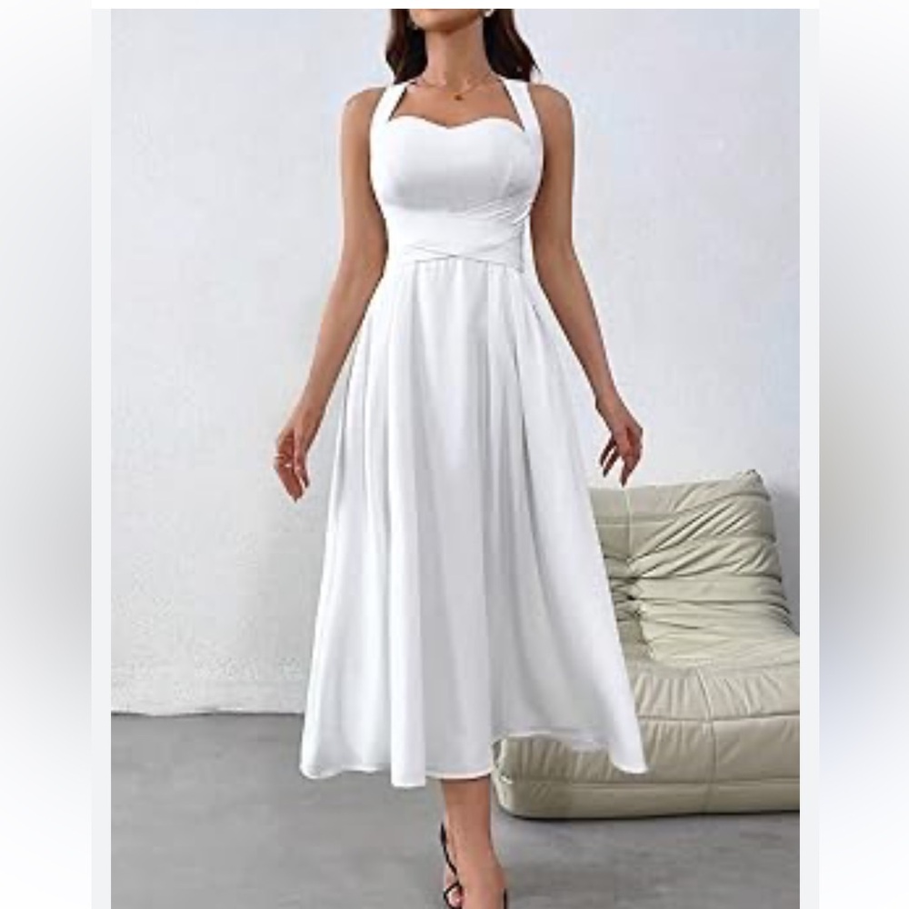 Anni Coco Elegant White Sleeveless Dress